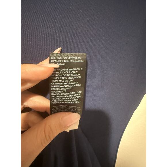 White House Black Market Size S Navy Ruched Cinched Tie Midi Pullover WMN Dress - Picture 7 of 8